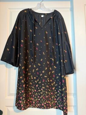 Old Navy Black Floral Dress SZ L